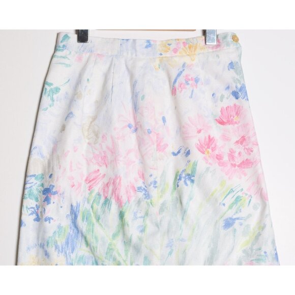Vintage Womens Size 8 Floral Mini Skirt White - Picture 2 of 7